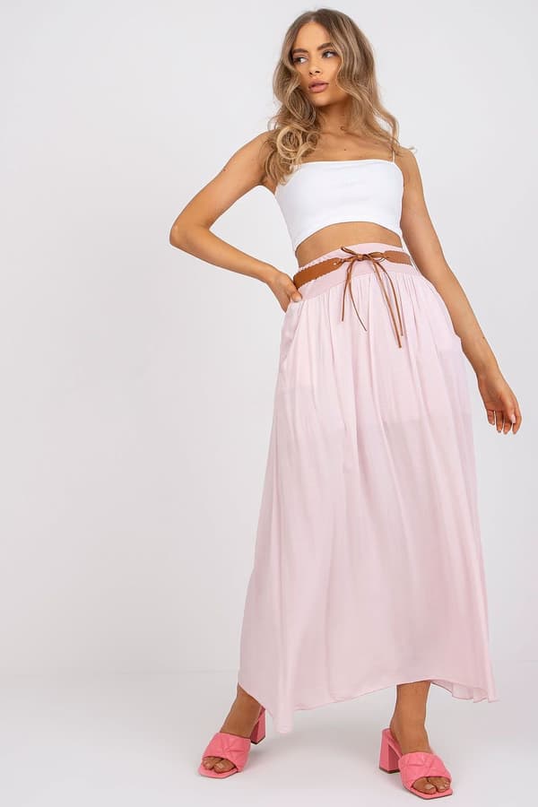 Långkjol med bälte pink XL