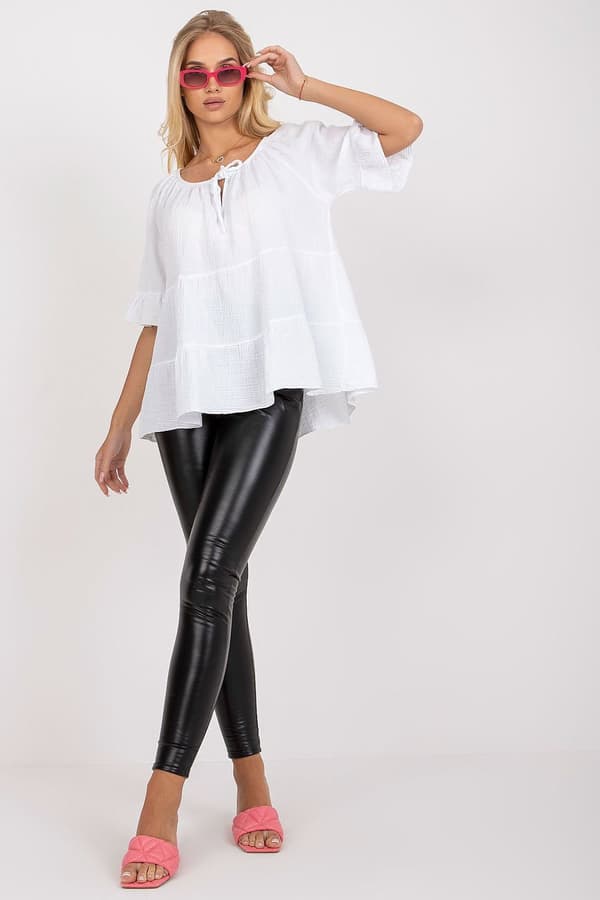 Blus med lös passform white S