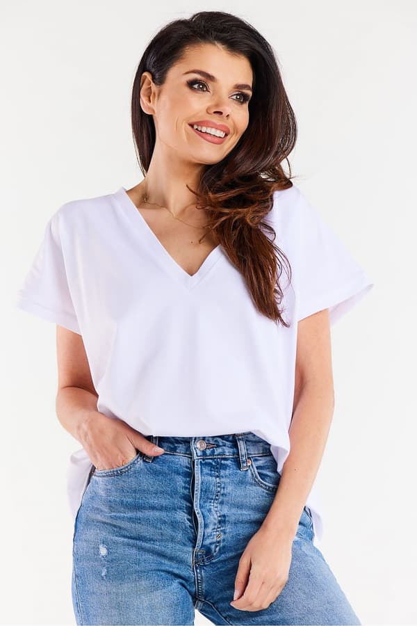 V-ringad topp white one-size-fits-all