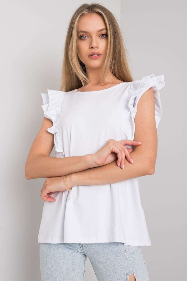 Topp med volanger white M