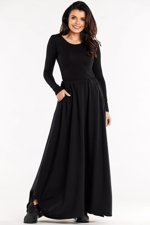 Long skirt model 188065 Infinite You black L/XL