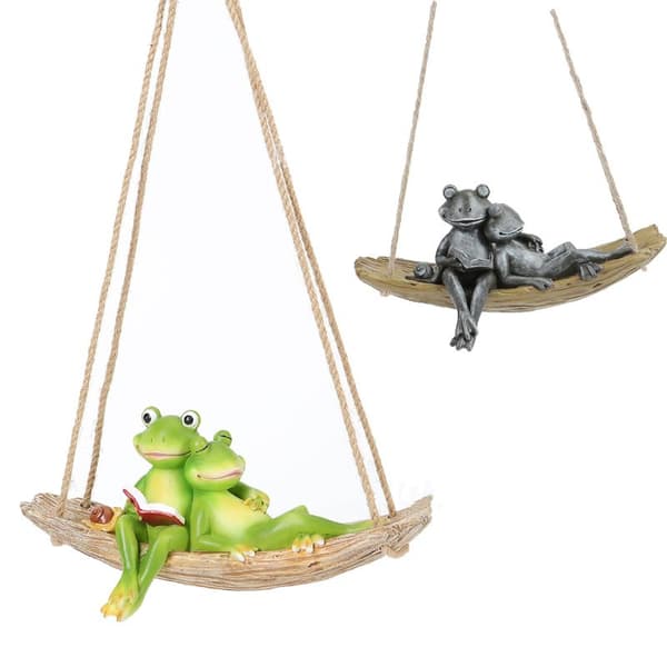 Trädgårdsdekoration Groda på gunga