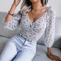 Miniatyrbild 3 av 7: V-ringad Blus Floral