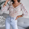 Miniatyrbild 7 av 7: V-ringad Blus Floral