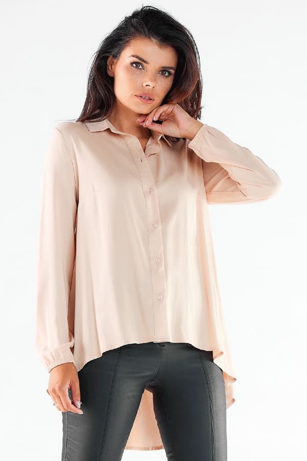 Long sleeve shirt model 173916 awama beige L