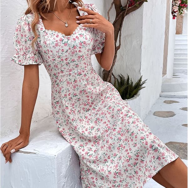 Sommarklänning Floral White L