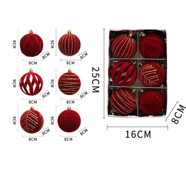 Julgranskula 8cm 6-pack 8cm-6pcs/box maroon