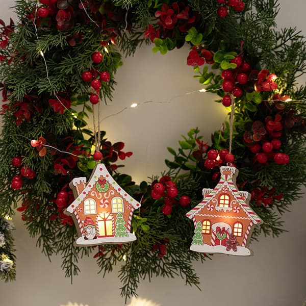 Hängande juldekoration pepparkakshus