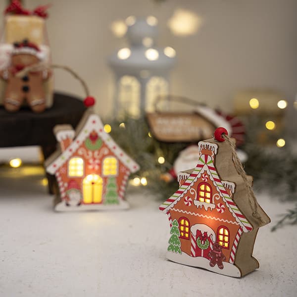 Hängande juldekoration pepparkakshus