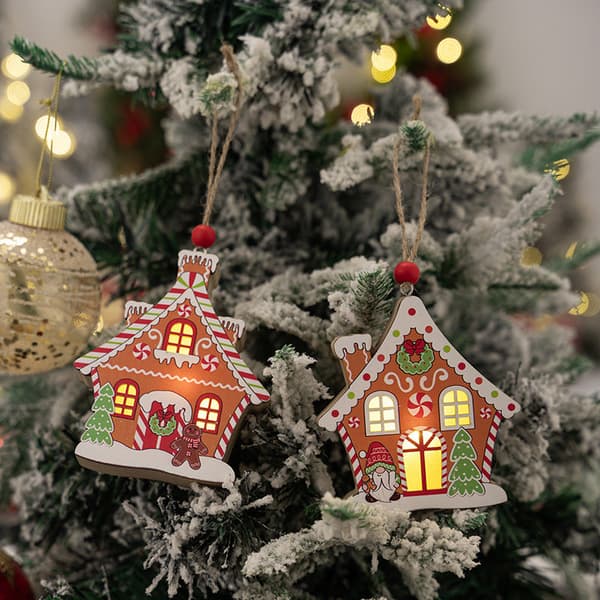 Hängande juldekoration pepparkakshus