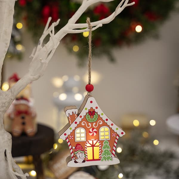 Hängande juldekoration pepparkakshus