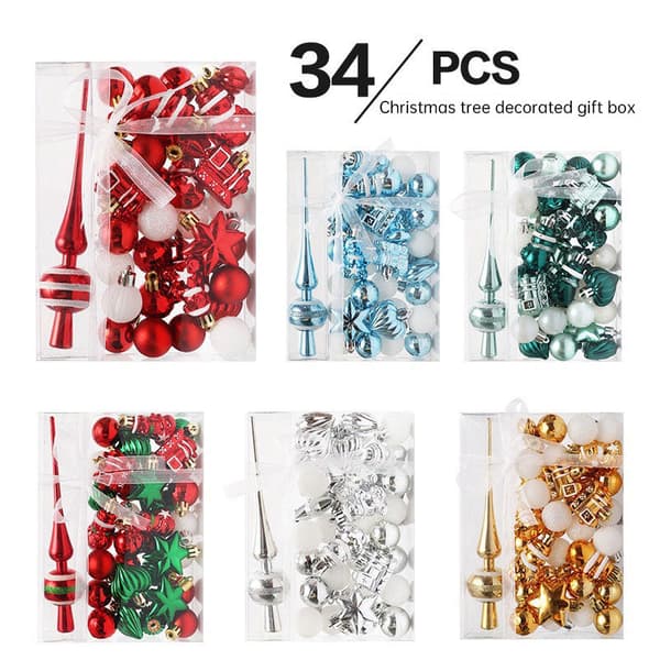 34pcs Julgranskulor
