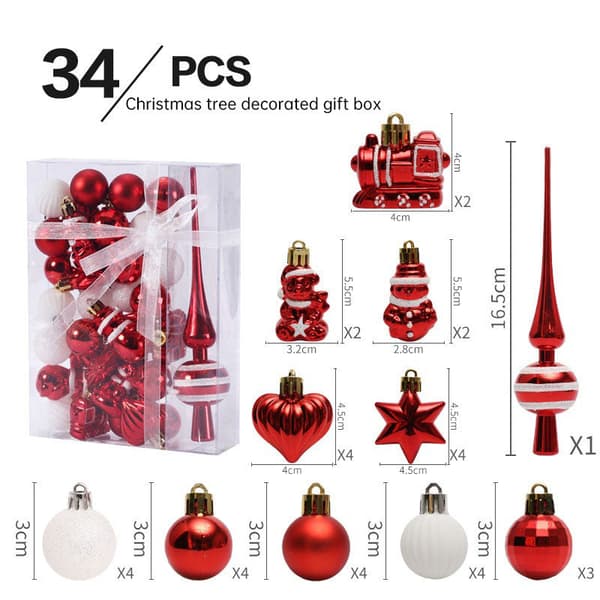 34pcs Julgranskulor