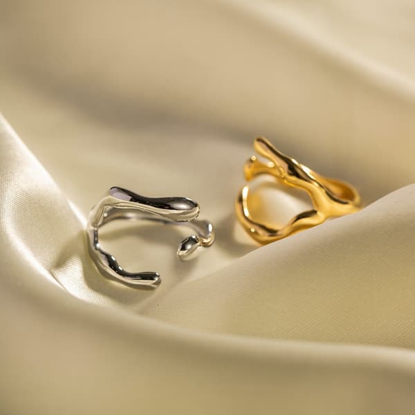 Stainless steel ring 18K electroplated