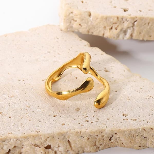 Stainless steel ring 18K electroplated