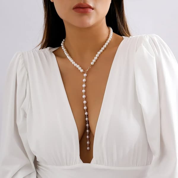 Halsband lång pärlor