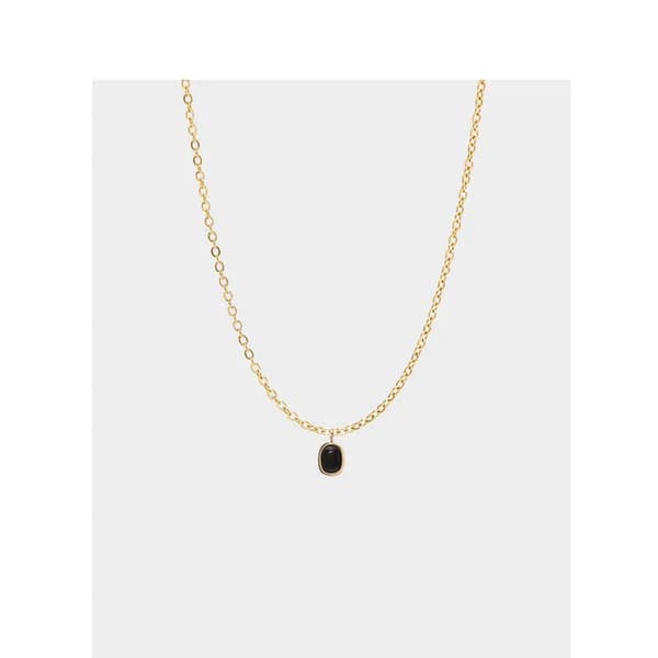 925 Sterling Silver Black Agate Halsband