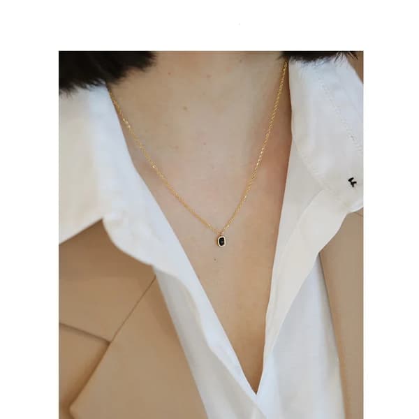 925 Sterling Silver Black Agate Halsband