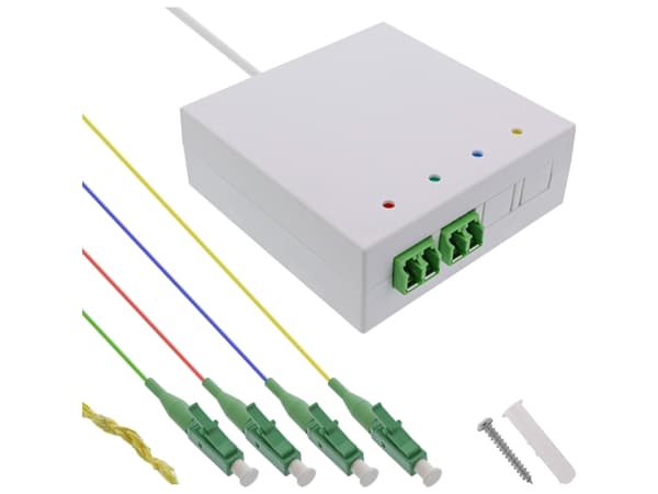 InLine FTTH connection box pre-assembled 4x LC/APC 9/125µm 10m, LC/APC, Male/Female, OS2, White, Single-mode, Box