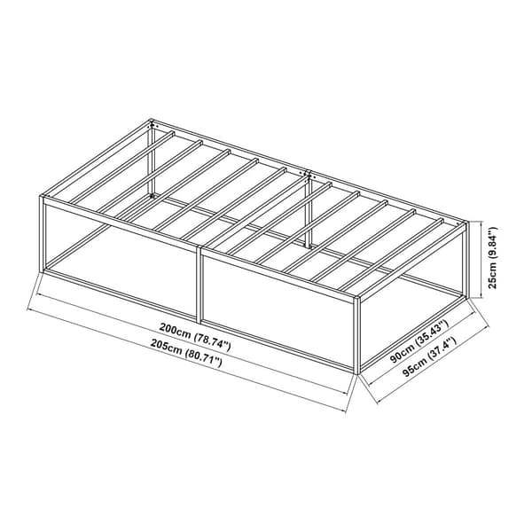 Säng Trerunta 200x90 cm metall svart [en.casa]