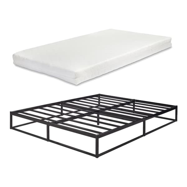 Säng Trerunta inkl. madrass 200x160 cm metall svart [en.casa]