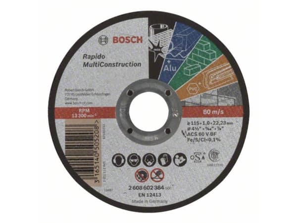 Bosch 2 608 602 384, levyleikkuri, Betoni, Metalli, Kirjometalli, Profiili, Terästä, Bosch, 11,5 cm, Monivärinen, 1 mm