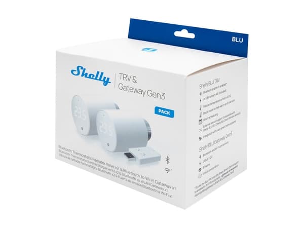 Shelly BLU TRV 2-pack + 1 x BLU Gateway Gen3 - Älykäs patteritermostaatti