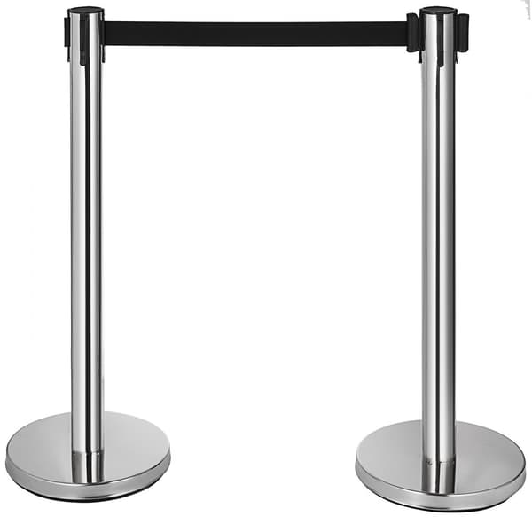 Publikumskontrol Barrierekittet 6-pack, 3PCS Rullebælter, Stabil Stanchion med Justerbar Højde, Ideel til Arrangementer