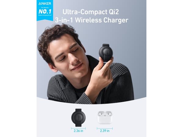 Anker B25M8H11, Innendørs, Trådløs lading, Sort