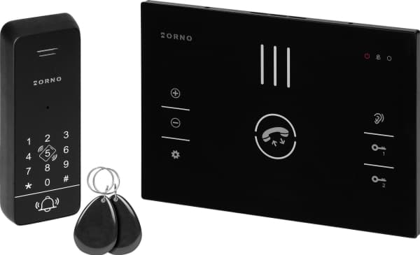 Orno SANDI, enkelt familie intercomsett, håndsettløst, 2-leder, koder, RFID, svart