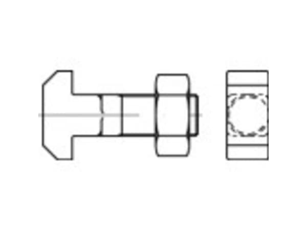 TOOLCRAFT TO-9974532 Hammerhovedskruer M24 80 mm Firkant DIN 186 Stål 10 stk