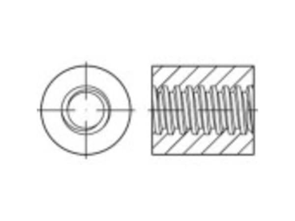 TOOLCRAFT TO-9979560 Runde trapezmøtrikker 30 mm Stål 5 stk