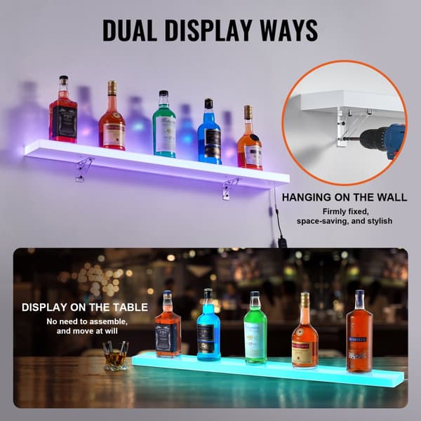 Seinään Kiinnitettävä LED-valaistu Viinapullonäyttö Kotitankohylly 40" 1-vaiheinen, Tyylikäs Design, Helppo Asentaa, Viinipullon Esittely