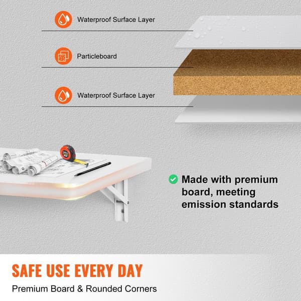 Väggmonterat hopfällbart laptopbord, 23,62x15,75 tum, perfekt för hemmakontor, platsbesparande design