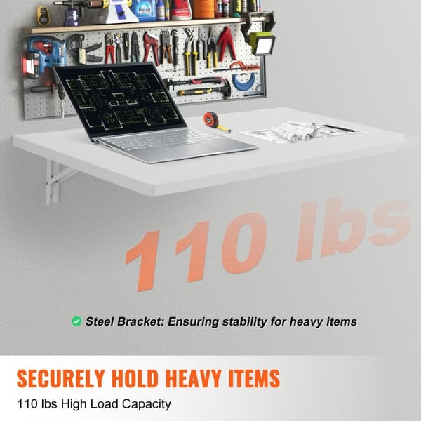Väggmonterat hopfällbart laptopbord, 39,37x19,69 tum, perfekt för hemmakontor, utrymmeseffektivt design
