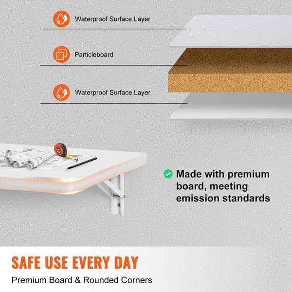 Väggmonterat hopfällbart laptopbord, 39,37x19,69 tum, perfekt för hemmakontor, utrymmeseffektivt design