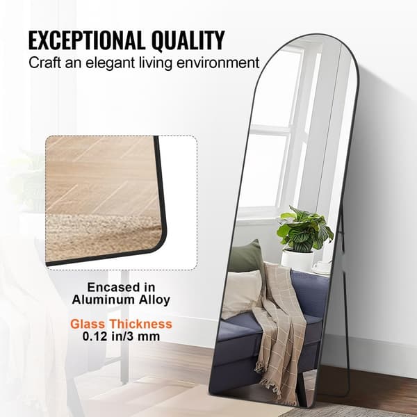 Buet spejl i fuld længde 65'' x 22'' helkropsspejl, stående eller hængende, moderne design, perfekt til hjemmet