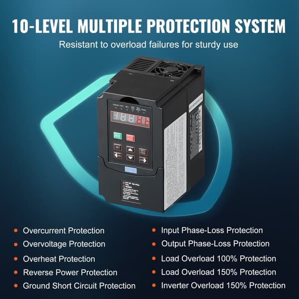 VFD 2HP, 1,5KW, 7,5Ampere 220V, 1 eller 3-faset indgang, 3-faset udgang, 0-400Hz, effektiv motorstyring
