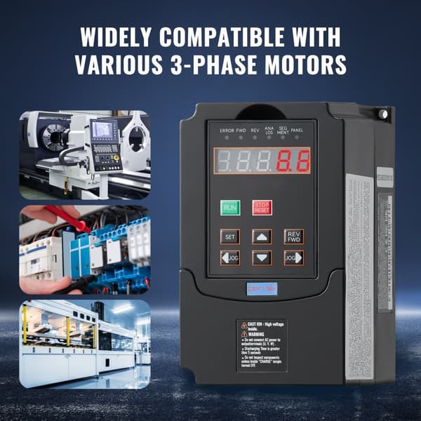 VFD 2HP, 1,5KW, 7,5Ampere 220V, 1 eller 3-faset indgang, 3-faset udgang, 0-400Hz, effektiv motorstyring