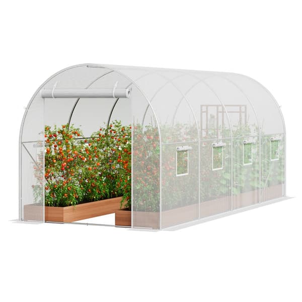 Walk-in Tunnel Drivhus 14,6x6,36x6,3ft, Galvaniseret ramme, PE Cover, Hvid, holdbarhed, vejrbestandig