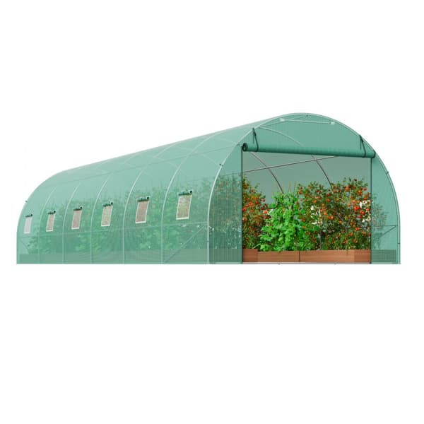 Gå-ind Tunnel Drivhus 29,2x9,7x6,5ft, Galvaniseret Ramme, PE Cover, Grøn, Holdbart, Udendørs Have