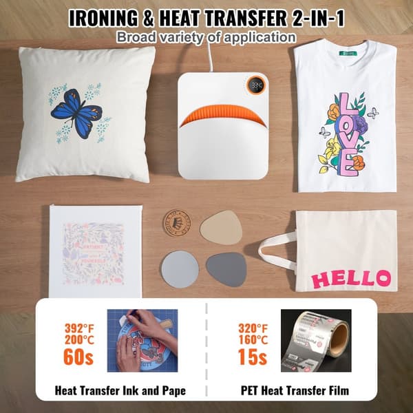 Varmepræser 7 x 6 tommer, bærbar Easy Press, sublimationsoverførsel, DIY, hurtig opvarmning, digital temperaturkontrol
