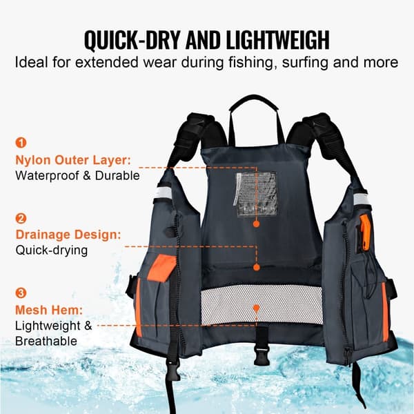 Vattensport flytväst PFD 80N, unisex, säker och bekväm flytväst för män och kvinnor