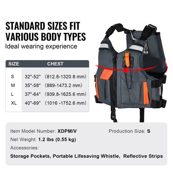 Vattensport flytväst PFD 80N, unisex, säker och bekväm flytväst för män och kvinnor
