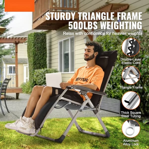 Zero Gravity stol 26", indendørs og udendørs hvilestol, ergonomisk design, komfortabel afslapning
