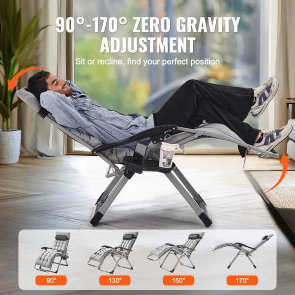 Zero Gravity stol 26", komfortabel hvilestol til indendørs og udendørs brug, ergonomisk design