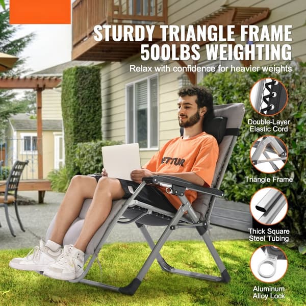 Zero Gravity stol 26", komfortabel hvilestol til indendørs og udendørs brug, ergonomisk design