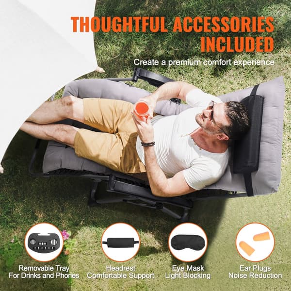 Zero Gravity stol 33", indendørs og udendørs hvilestol, ergonomisk design, komfortabel afslapning, justerbar position