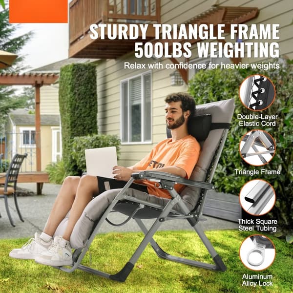 Zero Gravity stol 33", indendørs og udendørs hvilestol, ergonomisk design, komfortabel afslapning, justerbar position