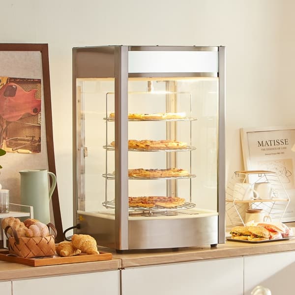 Pizzavarmer Display til 14" Pizza, 4-trins Kommerciel Elektrisk Varmer, Effektiv Madopvarmning, Hold Maden Varm